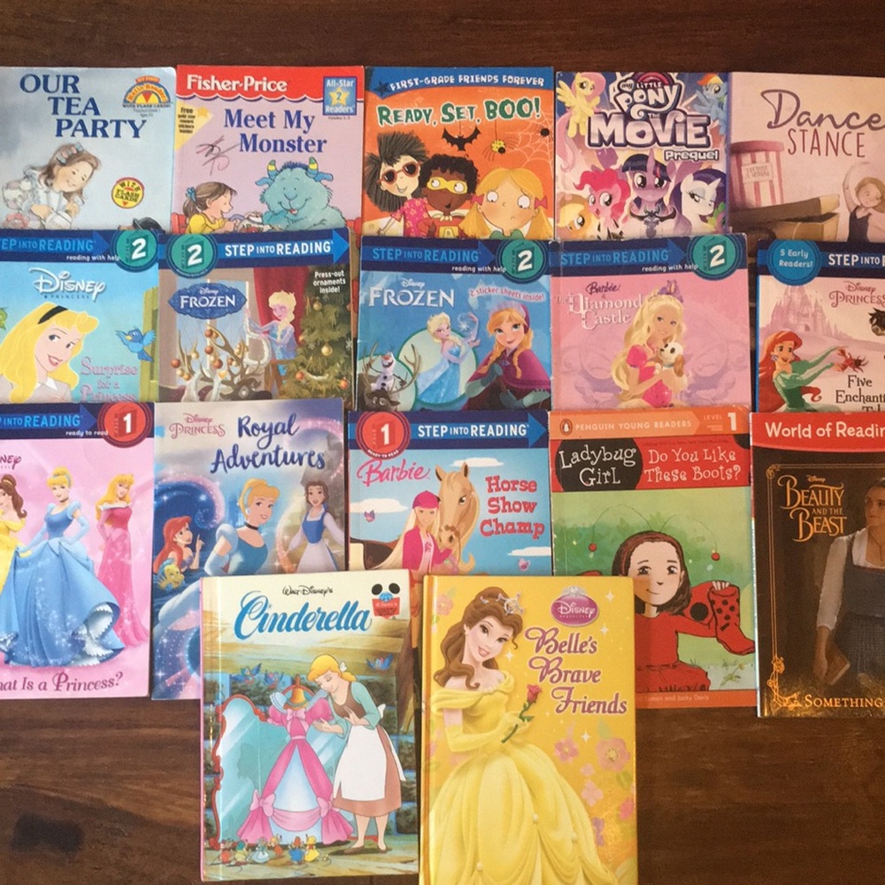 17 Mixed Lot Disney Princess Barbie Early Reading (Set of 17) Used Books